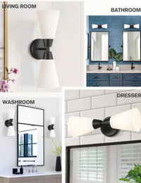 Emak 2 Light Bathroom Light Fixtures Over Mirror, Modern Black B
