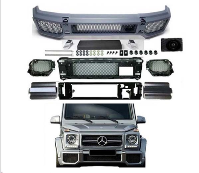 MERCEDES W463 G WAGON G63 CONVERSION FRONT BUMPER HIGH QUALITY POLY PLASTIC ALL LOWER GRILLS INCLUDE...