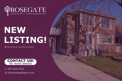 All-Inclusive 2-Bedroom Multiplex Unit with Fireplace, Backyard & Deck – Hamilton Welcome to 96 East...