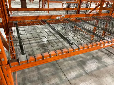 Used wire mesh deck for warehouse rack - $30 each!, View more