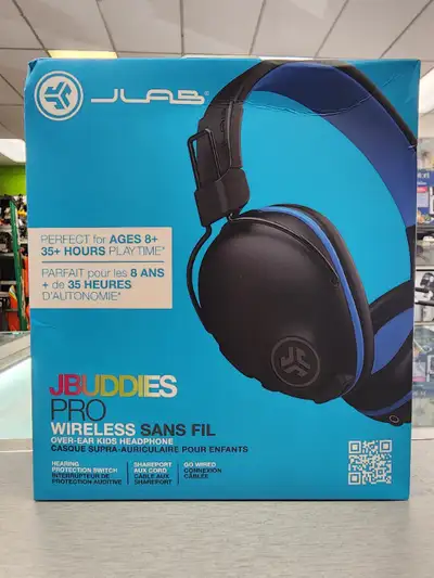 JLAB JBuddies Pro Wireless Over-Ear Kids Headphones - BRAND NEW - Model # IFCHBJPRORBLU4 - 35 hours...