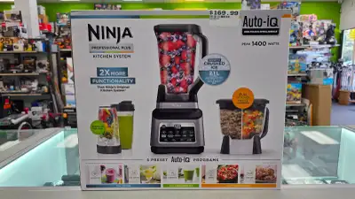 Ninja 1400Watt Auto IQ Professional Plus Kitchen System BN801C - NEW - 1400 peak watt motor base wit...