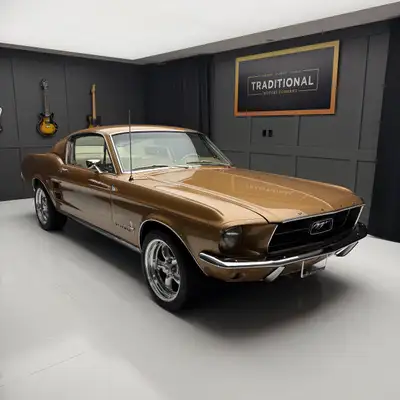 Check out this 1967 Ford Mustang Fastback. This is a gorgeous car. The gold paint is incredible and...