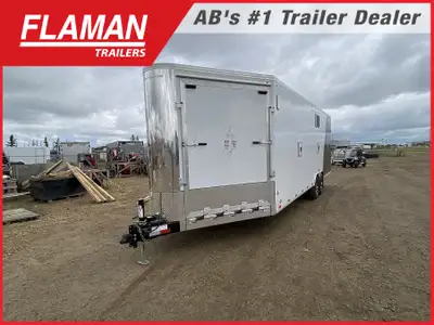 2027 Royal 8.5'x28' XR Enclosed Sled Trailer Color: White and Black w/ Chrome Slash (2) 6000lb Lippe...