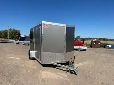 CANADIAN CRAFTSMAN GALVANIZED 7' X 12' SINGLE AXLE ENCLOSED CARGO TRAILER WITH REAR RAMP DOOR AND 2-...