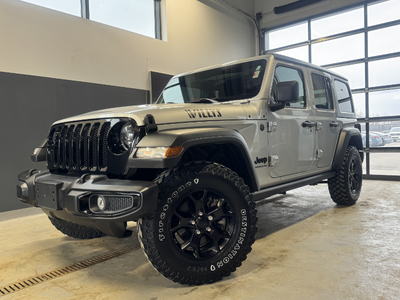 Welcome to Nissan Lloydminster The 2023 Jeep Wrangler Willys 4-door automatic (Willys Unlimited) is...