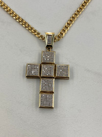 10K Gold & Diamond Cross Pendant
