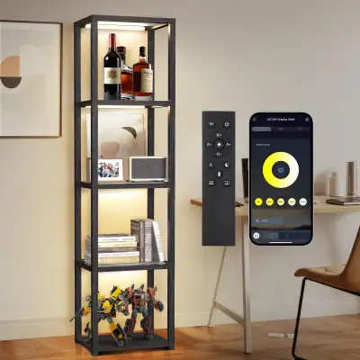 WE DELIVER - OUTON 67" Glass Display Shelf with Dimmable LED Flo, View more