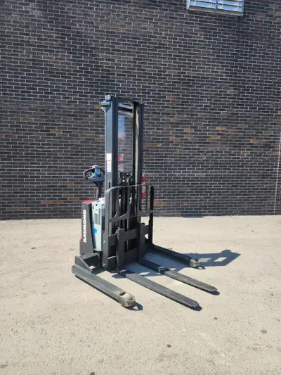 Keywords: Raymond stacker, walk-behind forklift, electric stacker, 2,500 lbs capacity, warehouse equ...