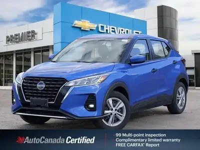 Navigate city streets with confidence and style in the 2022 Nissan Kicks S, striking in Electric Blu...