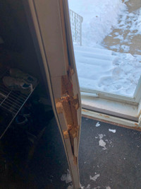 fixing exterior door slab& frame crack. weather stripping,  we a