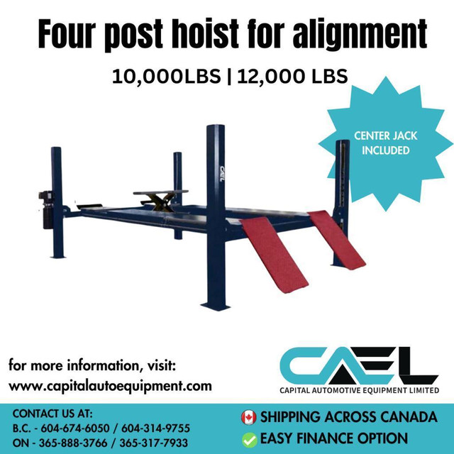 Brand new New 4 post hoist for alignment certified warranty in Other Parts & Accessories in City of Halifax