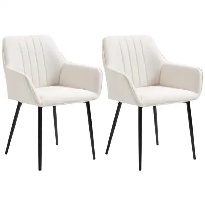 Dining Chairs Set of 2, Upholstered Linen Fabric Accent Chairs w, View more