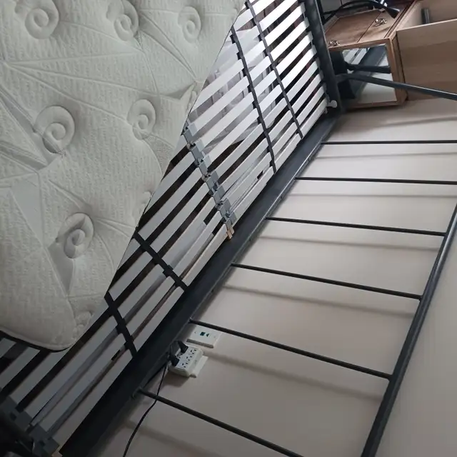 King size metal bed frame and mattress in Beds & Mattresses in Bedford - Image 2