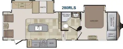 You will find plenty of space in this Cougar fifth wheel by Keystone RV thanks to triple slides thro...