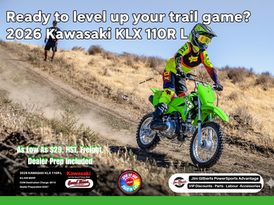 Less than $29 weekly all in, on the trail! At Jim Gilbert’s PowerSports Canada’s #1 Selling Kawasaki...