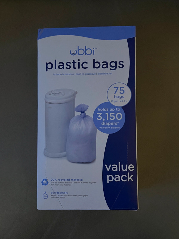Ubbi Disposable Diaper Pail Plastic Bags, Value Pack, 75 Count, in Bathing & Changing in St. Albert