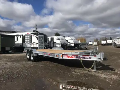 2023 N&N SHIELD 7'x18'+2' GALVANIZED STEEL 20K EQUIPMENT HAULER WITH (2) 10,000 LB AXLES & STAND UP...