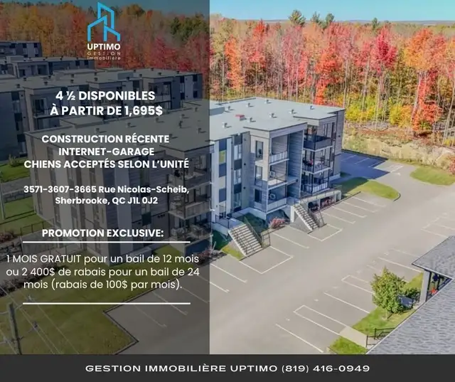STUNNING HIGH-END 4½ | UNLIMITED INTERNET | INTERIOR GARAGE