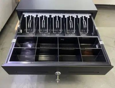 Star Cash Drawer (Black) 16" x 16", Printer Driven, 5 Bill-8 Coin, 2 Media Slots, Cable Included, Du...
