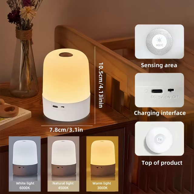 LED Touch Bedside Lamp, Portable Touch Night Light in Indoor Lighting & Fans in Mississauga / Peel Region - Image 3
