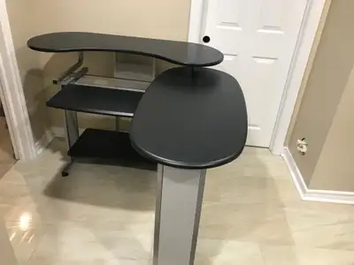 Black L-Shaped Computer Desk with Keyboard Tray, View more