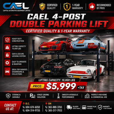 CAEL Certified 4-Post Double Parking Lift Hoist Unbeatable Prices & 1-Year Warranty Upgrade your sho...