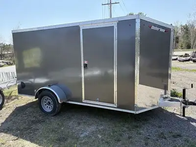 WEBERLANE ENCLOSED /ALUMINUM CARGO 6FT WIDE X 12 FT , WEDGE NOSE, 32 INCH SIDE DOOR , REAR BARN DOOR...
