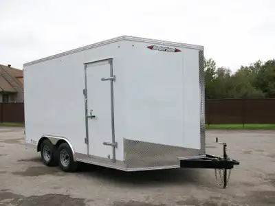 Remorque neuve WERBERLANE 8'.6" x 14' v-nose 2 essieux 5200LB. A GLISSIERE 7'.6" de haut interieur p...