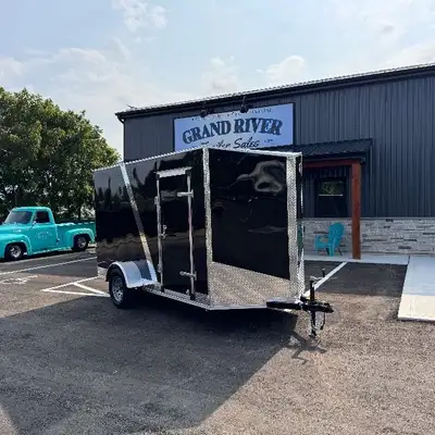 Grand River Trailer Sales Cargo trailer 6x12+Vee, 6.6 interior height ramp door SPECS weight-1100LB...
