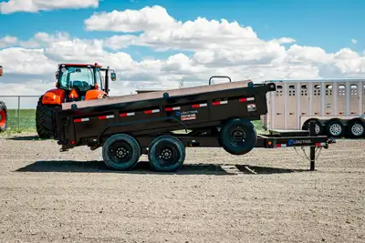Welcome to Tractorland Trailers! 83" x 14' Tandem Axle Dump Low-Pro Dump 8" x 13 lb. I-Beam Frame 2...