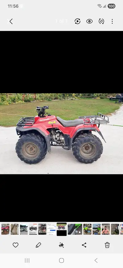 Kawasaki bayou 400 4x4 1997 it need a valve one not working no battery at the moment no plastic on o...