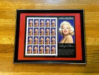 REDUCED! $45 to $35: Framed Marilyn Monroe Collector Stamps