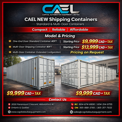 New CAEL Shipping Containers - CERTFIED & WARRANTY INCLUDED 3,690 Discover Capital Auto Equipment’s...