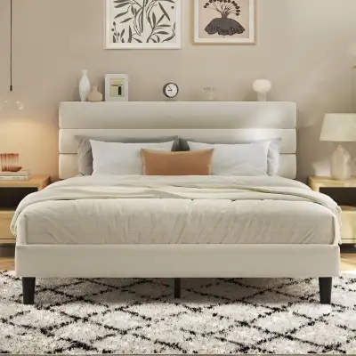 BRAND NEW - Fluest Queen Bed Frame with Velvet Upholstered Headb, View more