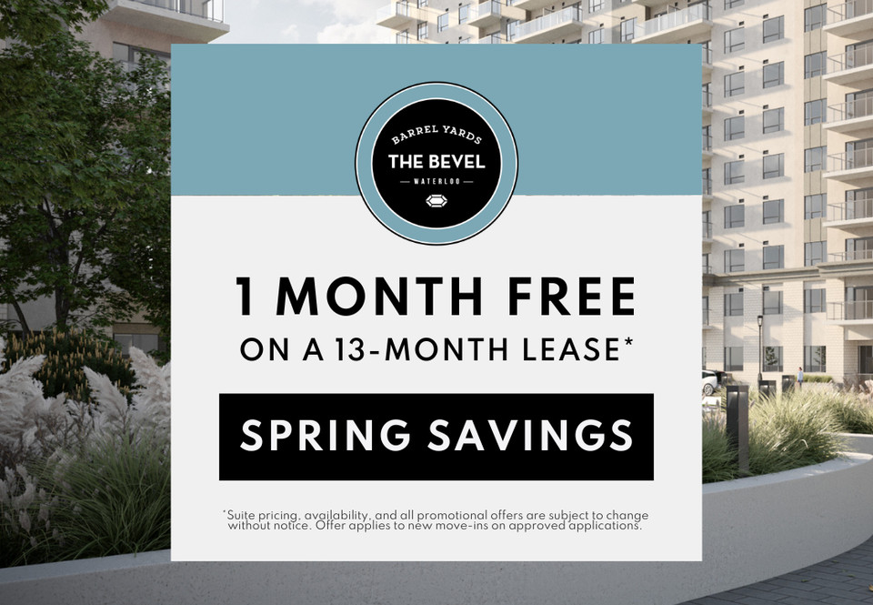 Get 1 MONTH FREE* | New Modern 1 Bed Apartments in Waterloo in Long Term Rentals in Kitchener / Waterloo