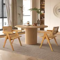 Set of 2 Rattan Accent Chairs Nature wood and rattan