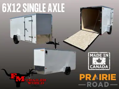 6'x12' Prairie Road Cargo Trailer Ramp Door Single 3500# Axle V Nose Canadian Built by Rainbow Trail...