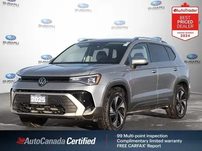 New Price! CARFAX Canada One Owner CARFAX Canada No Reported Accidents Silver 2025 Volkswagen Taos C...
