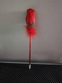 Rose Pen, fabric and feathers, new