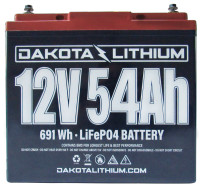 12V 54AH Dakota Lithium Battery, 11 Year Warranty and Charger