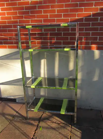 Vintage M-C-M Shelf Unit with Chrome Frame & 4 Glass Shelves, View more