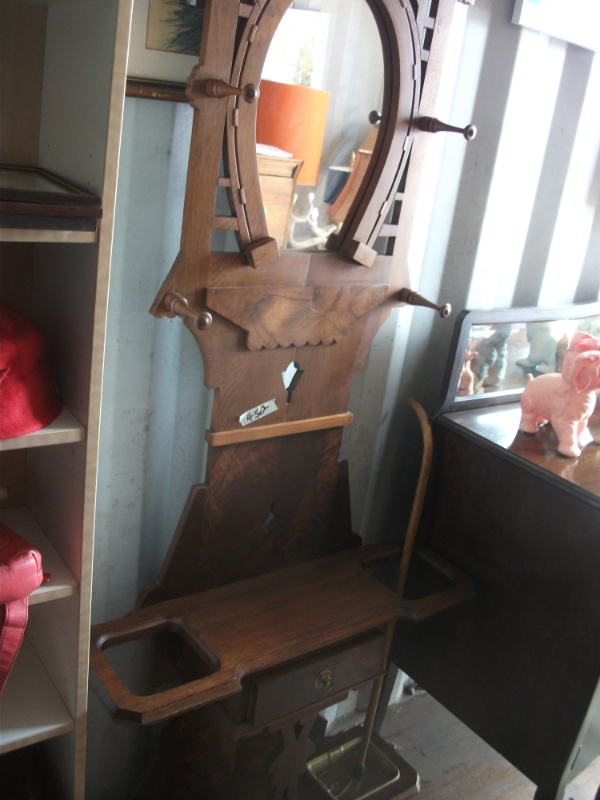 Antique Burl Walnut Hall Rack & Umbrella Stand in Arts & Collectibles in Belleville - Image 7