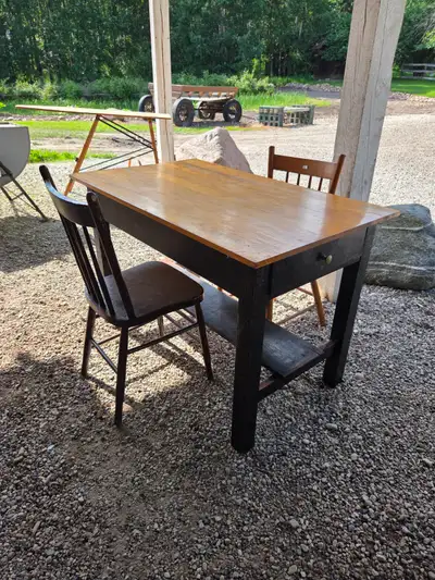 Antique Table/Desk with Two Drawers, View more