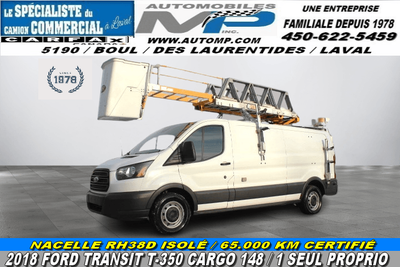 2018 Ford Transit Cargo Van 65.000 KM CERTIFIÉ 1 SEUL PROPRIO / 2018 FORD TRANSIT T-350 CARGO 148 /...