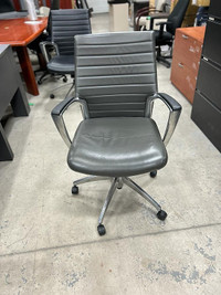 Global Accord Grey Leather Chair-Annapolis Luxhide Tilters!
