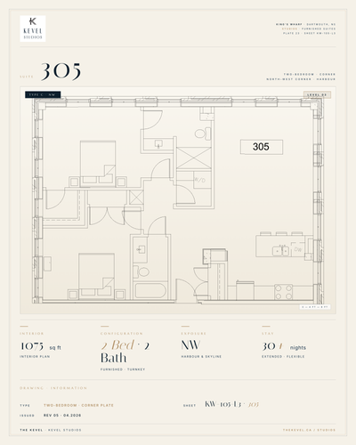 2 Bedroom Suite · 1075 sq ft Kevel Studios — Suite 305 Furnished, turnkey residence at 16 Kings Whar...