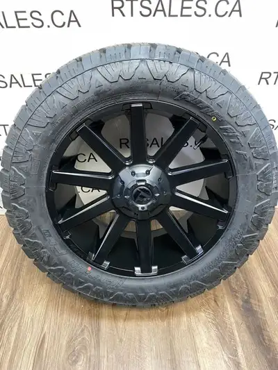 Set of four 33x12.5x20 Amp Terrain Pro A/T All terrain 20 inch tires on FUEL Contra RIMS -- Free shi...