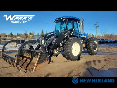 2014 NEW HOLLAND TV6070 LOADER TRACTOR 8,934 Hrs, 105 PTO HP, 84LB Long Loader with 102" Grapple Buc...