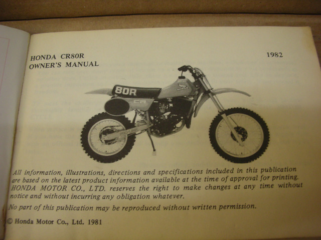 Used Honda owners manual for 1982 CR 80 R # 32gc400 in Other in Stratford - Image 2